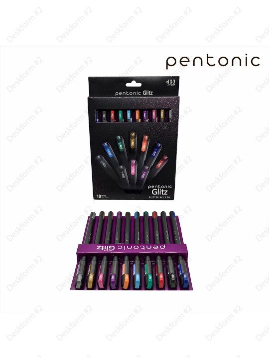 Pentonic Glitz Gel 1.0 mm 10 xil rangli gel ruchkalari (assorti) Linc blisterda, 856G-10