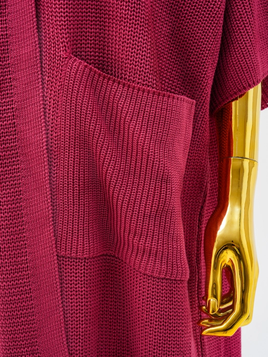 Katta o'lchamdagi kardigan poncho, 56-60 razmerga mos, chuntakli va tugmasiz Didov Triko