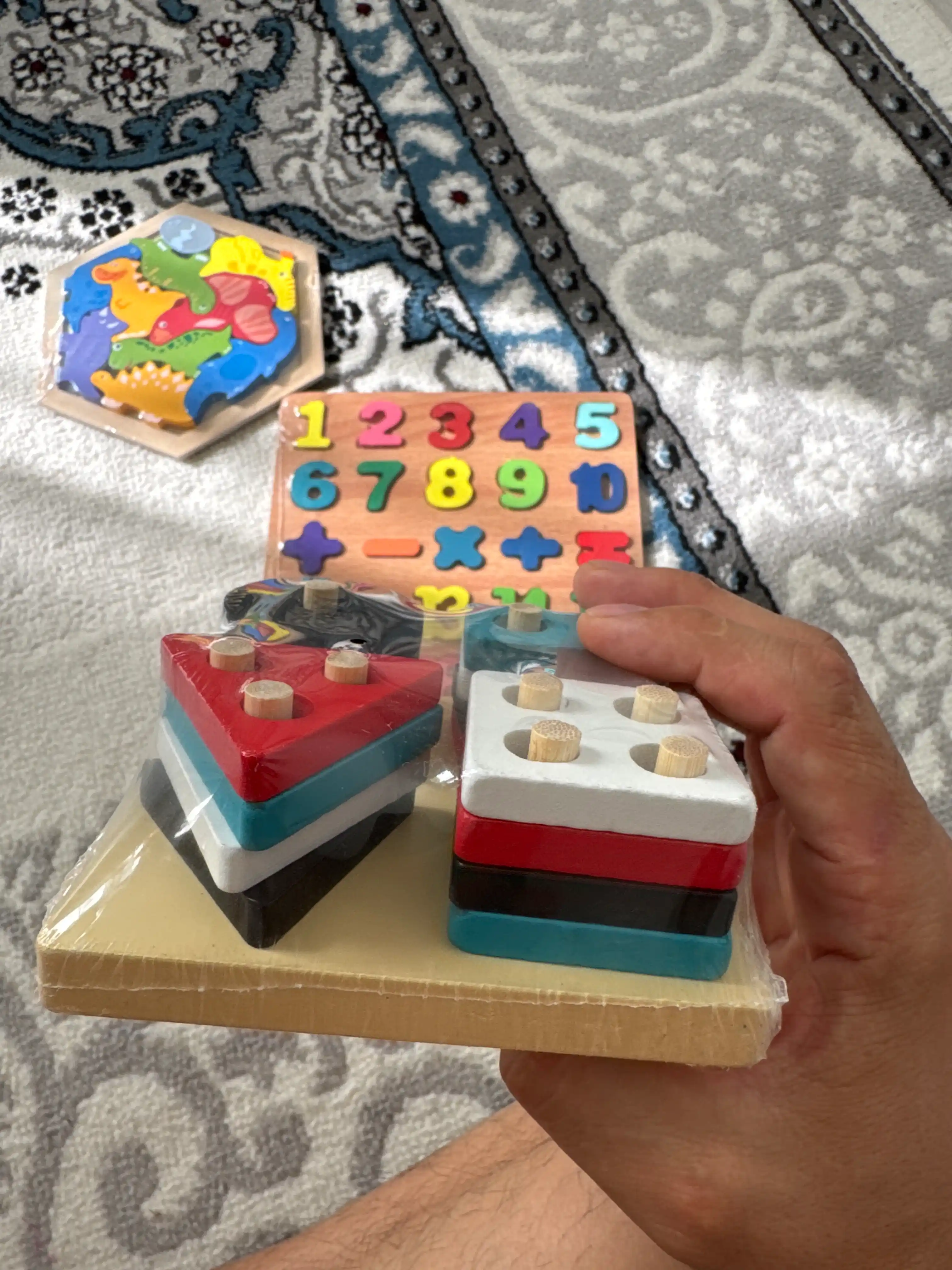 Yog'och o'quv o'yinchoq, jumboq, bolalar uchun, sorter, montessori, piramidalar