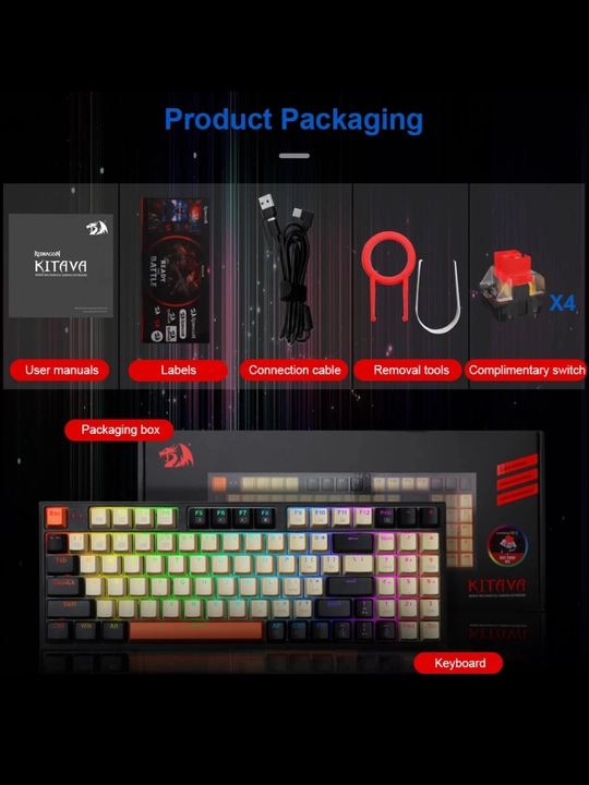 Mehanik o'yin klaviaturasi Kitava K636CLO-RGB, 94 ta tugmali