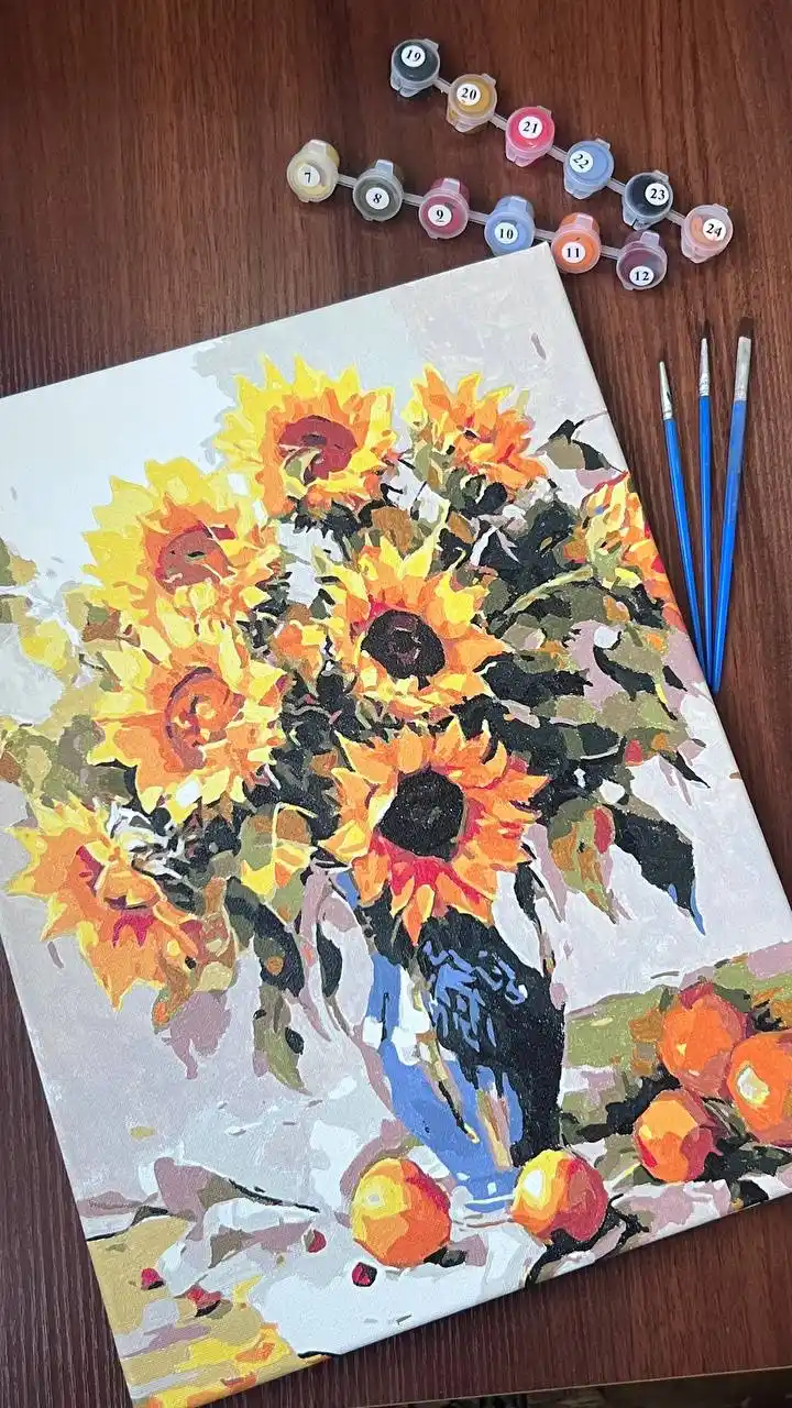 Raqamlar bo'yicha rasm Skystore Gullar, asosli ramkaga tortilgan, 30x40 sm