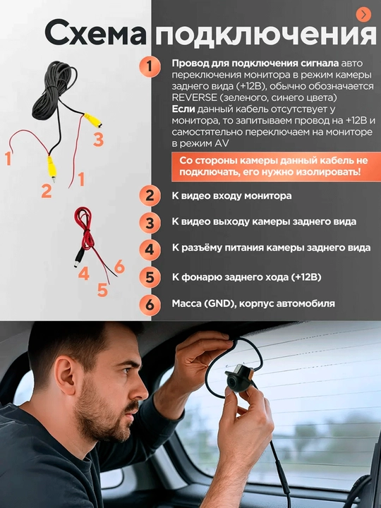 Orqa ko'rinish avtomobil kamerasi monitorlar uchun AHD 170