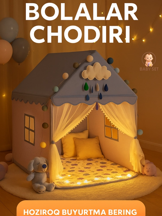 Bolalar o‘yin chodiri, bolalar va o‘yinchoqlar uchun uycha, chodir - 