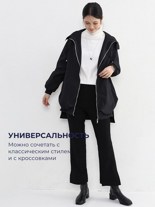 Kurtka ayollar astarli uzun, kapyushonli zamokli issiq vetrovka, tolstovka - EllyFashion