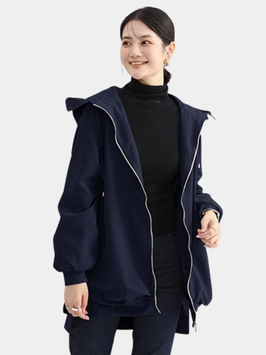 Kurtka ayollar astarli uzun, kapyushonli zamokli issiq vetrovka, tolstovka - EllyFashion