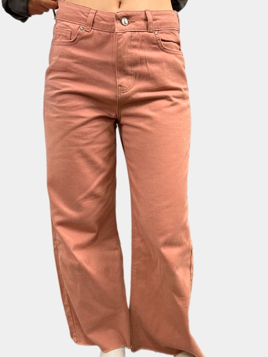 Ayollar keng jinsi shimlari, zich denim, pastki qismi baxromali, Turkiyada ishlab chiqarilgan