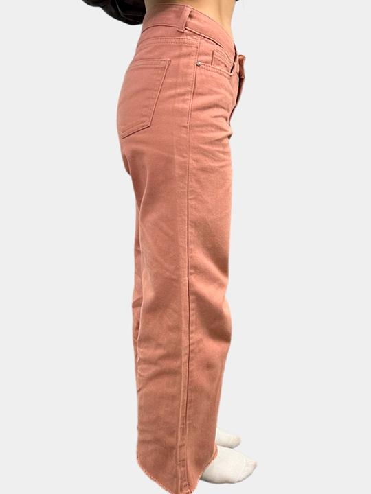 Ayollar keng jinsi shimlari, zich denim, pastki qismi baxromali, Turkiyada ishlab chiqarilgan
