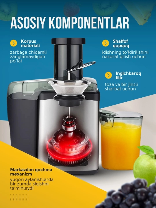 Elektr sharbat chiqargich, 1000w, sig‘imi 0,6L