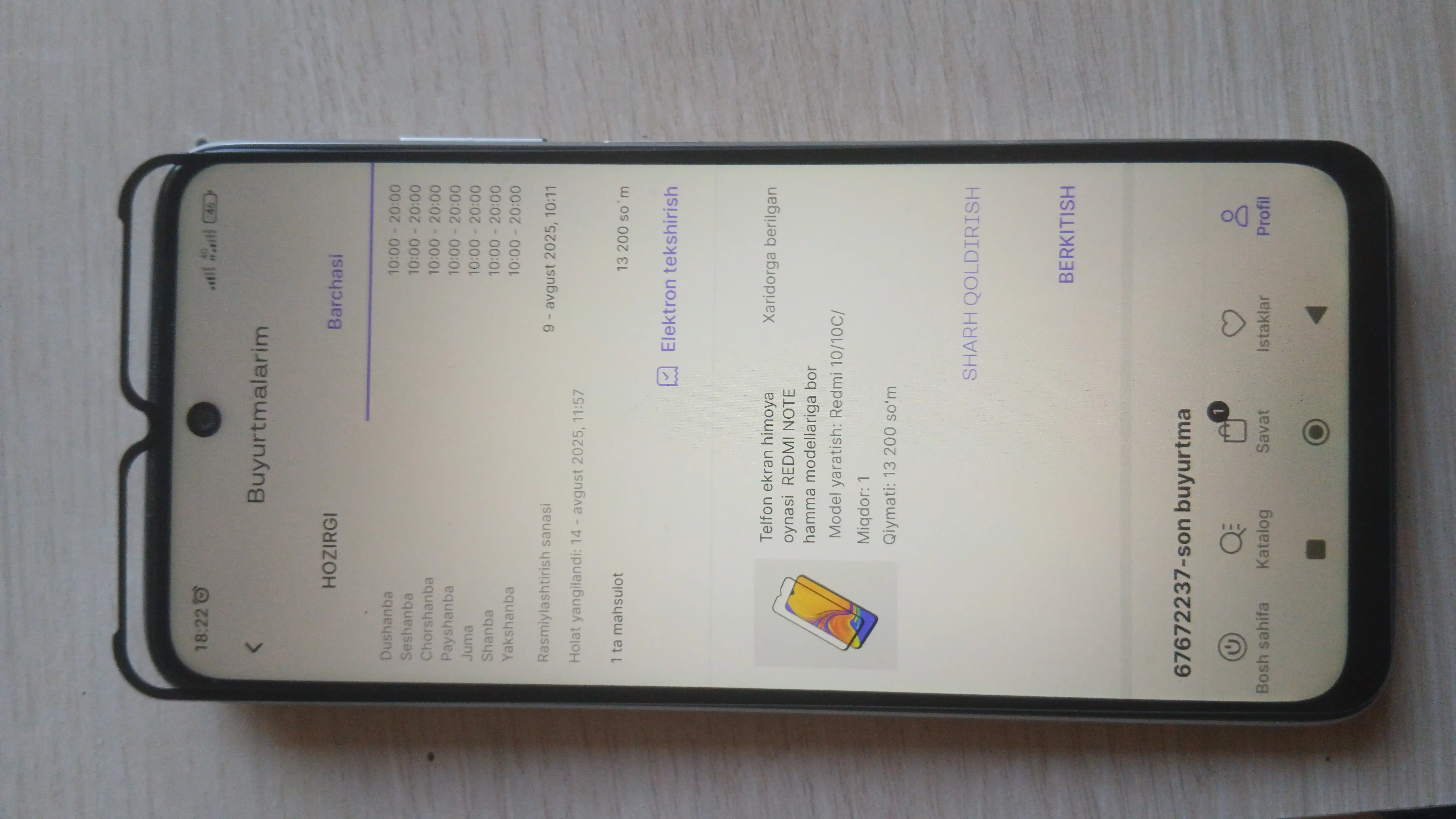 Telfon ekran himoya oynasi  REDMI NOTE hamma modellariga bor