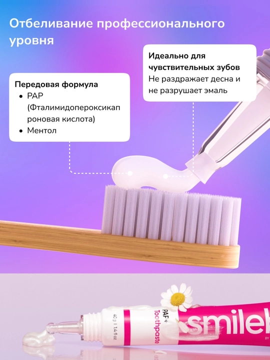 Smilebe Отбеливающая зубная паста PAP+ — безопасное щадящее отбеливание, 40 г