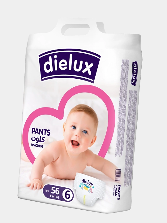 Dielux taglik-trusiklar, 6-o‘lcham (15+ kg), 56 dona - 