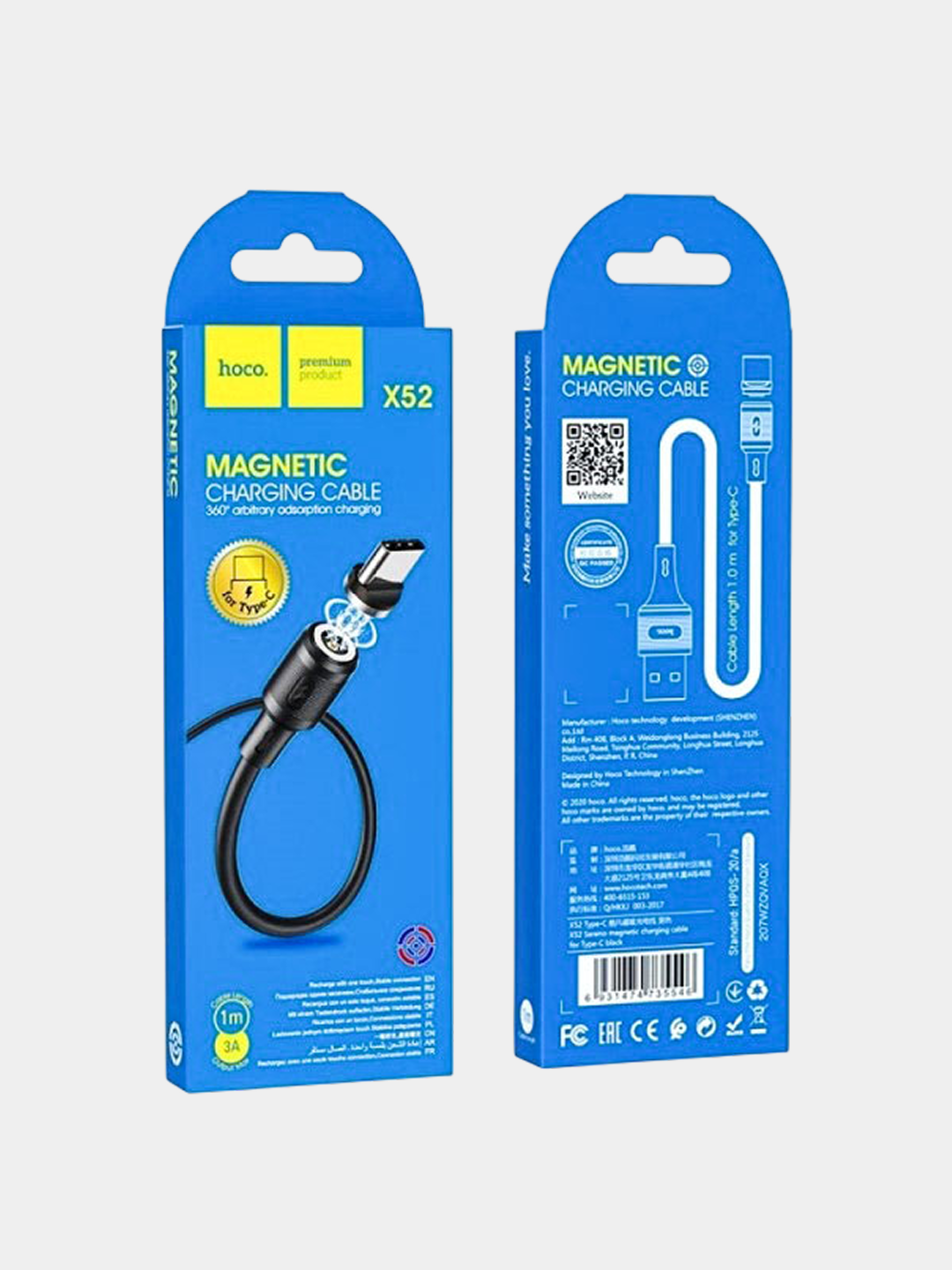 Hoco магнитный кабель USB–Type-C 1 м PVC 3А зарядка без передачи данных