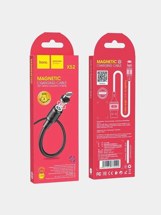 Hoco magnit kabel USB–Type-C 1 m PVC 3A ma’lumotsiz zaryadlash juda qulay