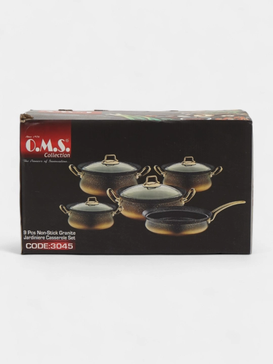 Кастрюля O.M.S 3045 Granit Ultra, 9 частей, 3/3/3,4/4,8/6,0 л (Турция)