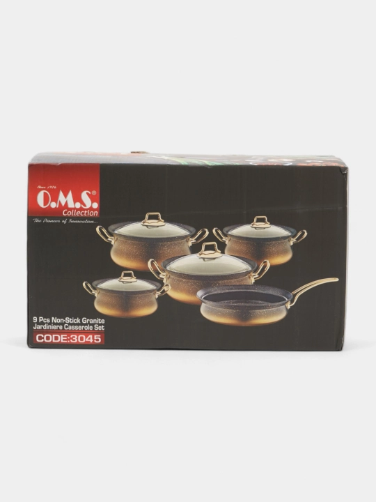 Кастрюля O.M.S 3045 Granit Ultra, 9 частей, 3/3/3,4/4,8/6,0 л (Турция)