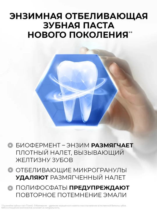 Tiswell fermentli oqartiruvchi tish pastasi – oq tus, himoya va emal silliqligi