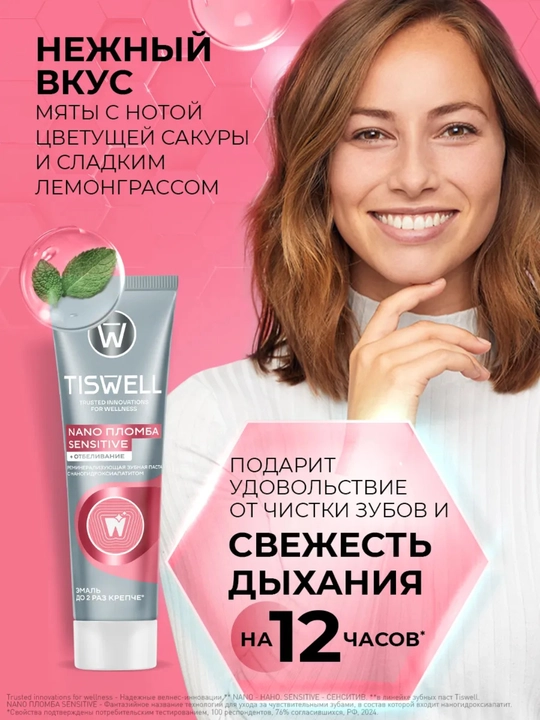 Tiswell Sensitive с наногидроксиапатитом – реминерализация и защита чувствительных зубов