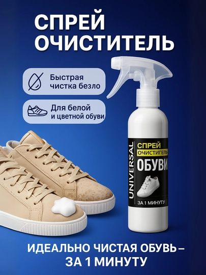 Спрей для чистки обуви – универсальное, быстрое и эффективное средство отбеливания — UNICREM-SPREY100-100ml