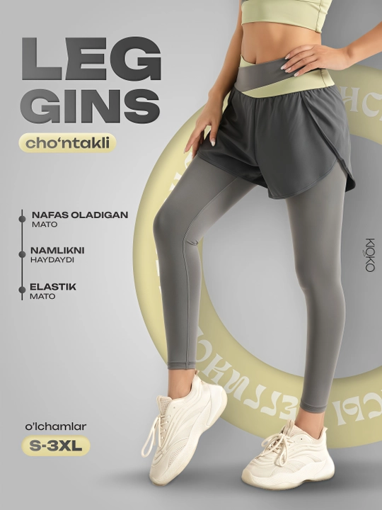 Sport losinlari shortikli Kioko. Ayollar sport kiyimi. Fitnes uchun shortikli legginslar - 