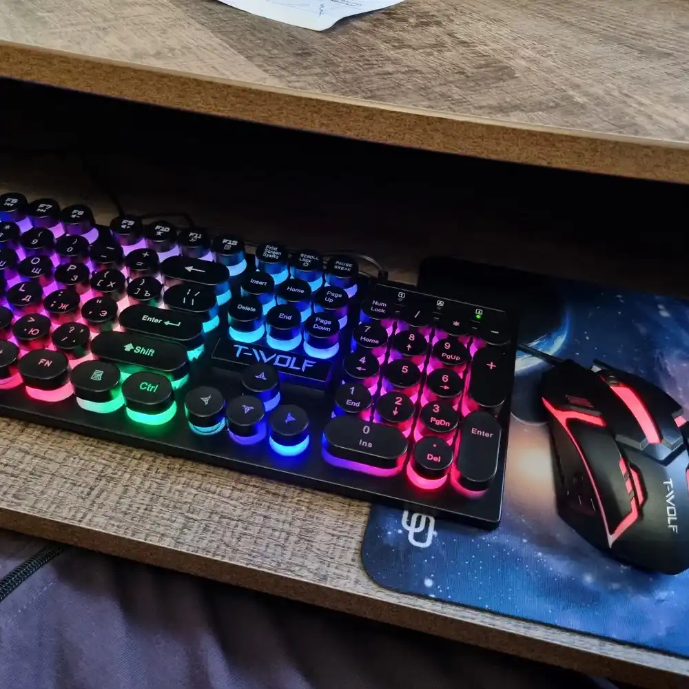 Игровая клавиатура и мышь T-wolf TF200, TF270, с RGB-подсветкой