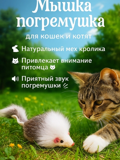 Игрушка для кошек - Мышка из натурального меха