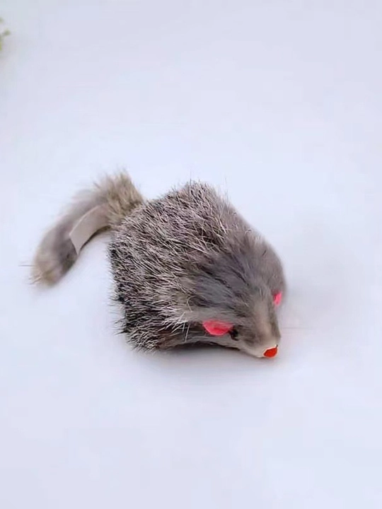 Игрушка для кошек Мышь, натуральный мех, с погремушками