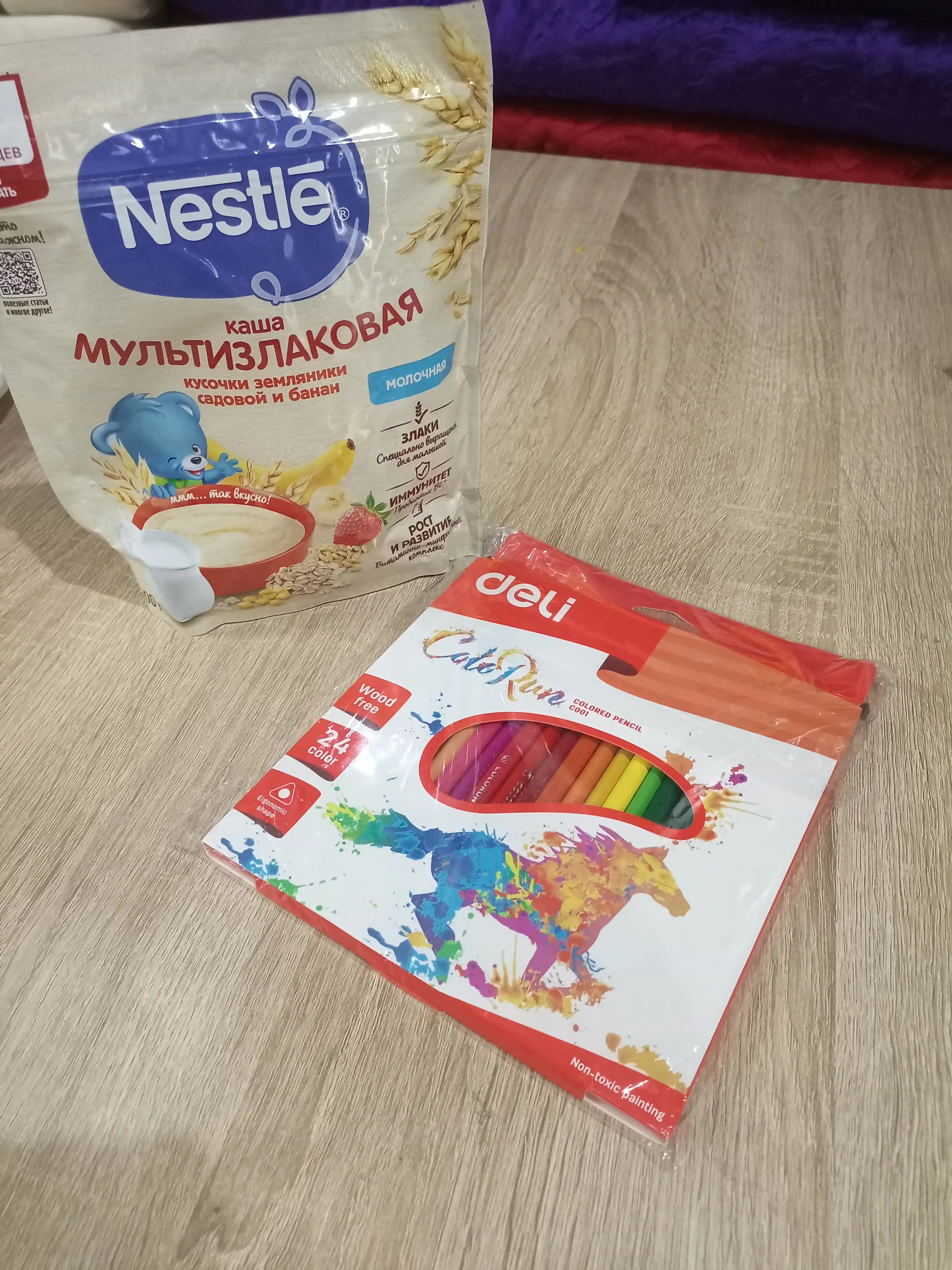 Banan va 8 oylik qulupnay bo‘lakchalari "Nestlé" sutli ko‘p donli bo‘tqasi, 200 gr