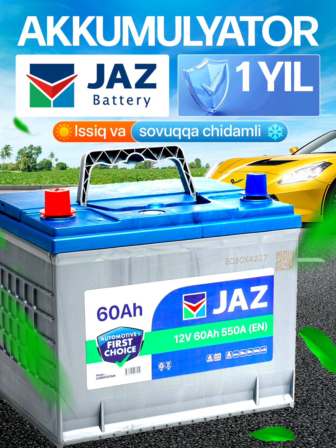 JAZ BATTERY - аккумуляторная батарея - джизакский аккумуляторный завод AJ - 1 год гарантии