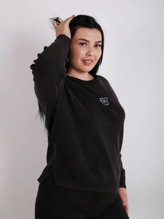 Женский свитер из кашемира с вышивкой, универсальный размер L–XL