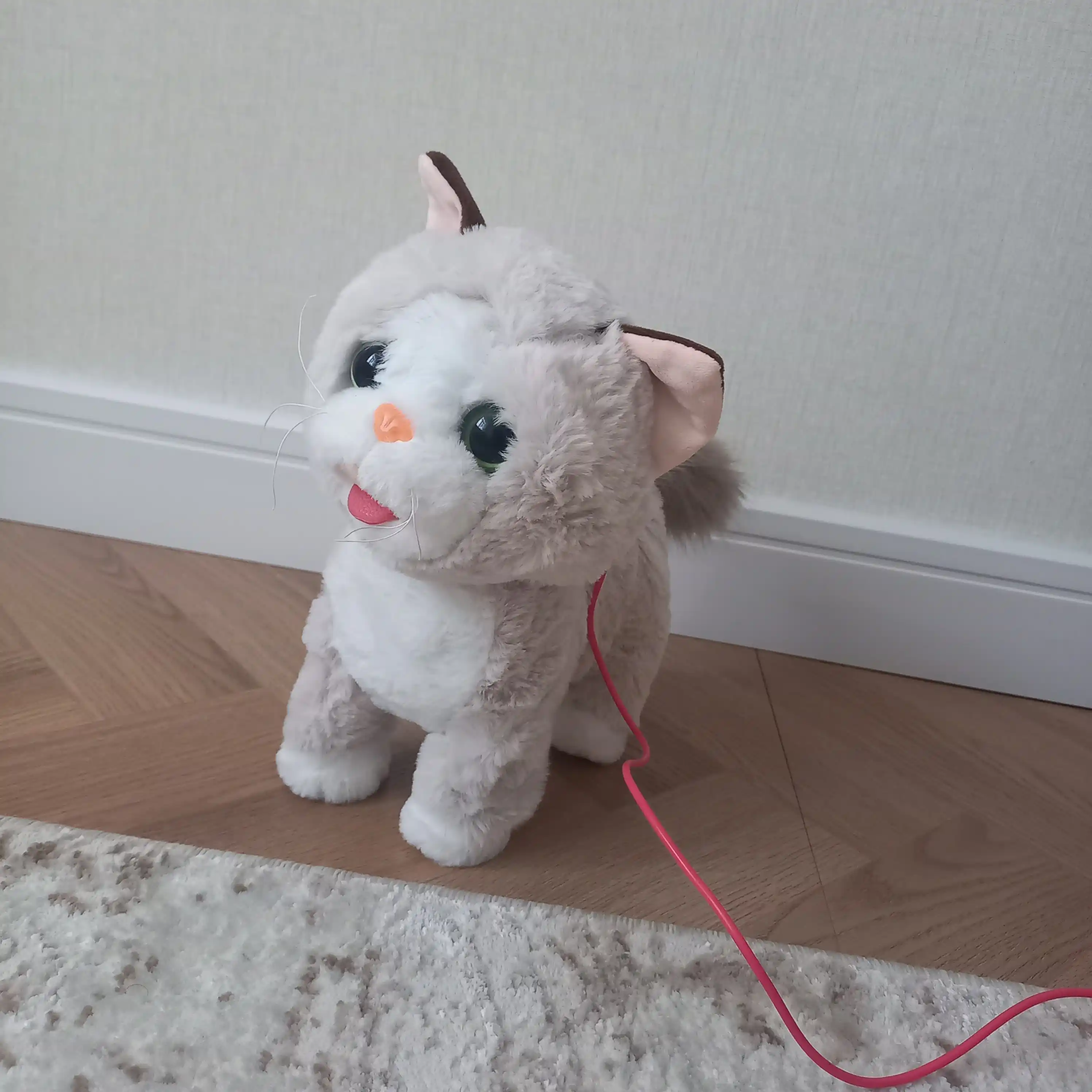 Интерактивная мягкая игрушка кошка, звуковой кот с поводком, мяукающий кот