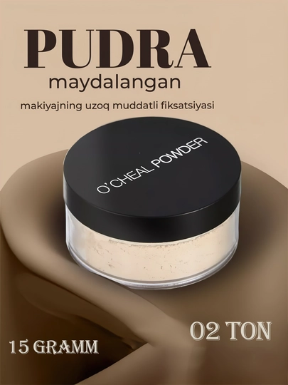 Yuz uchun upa, maydalangan shaffof va matli yuz uchun kosmetika, 15 g - 