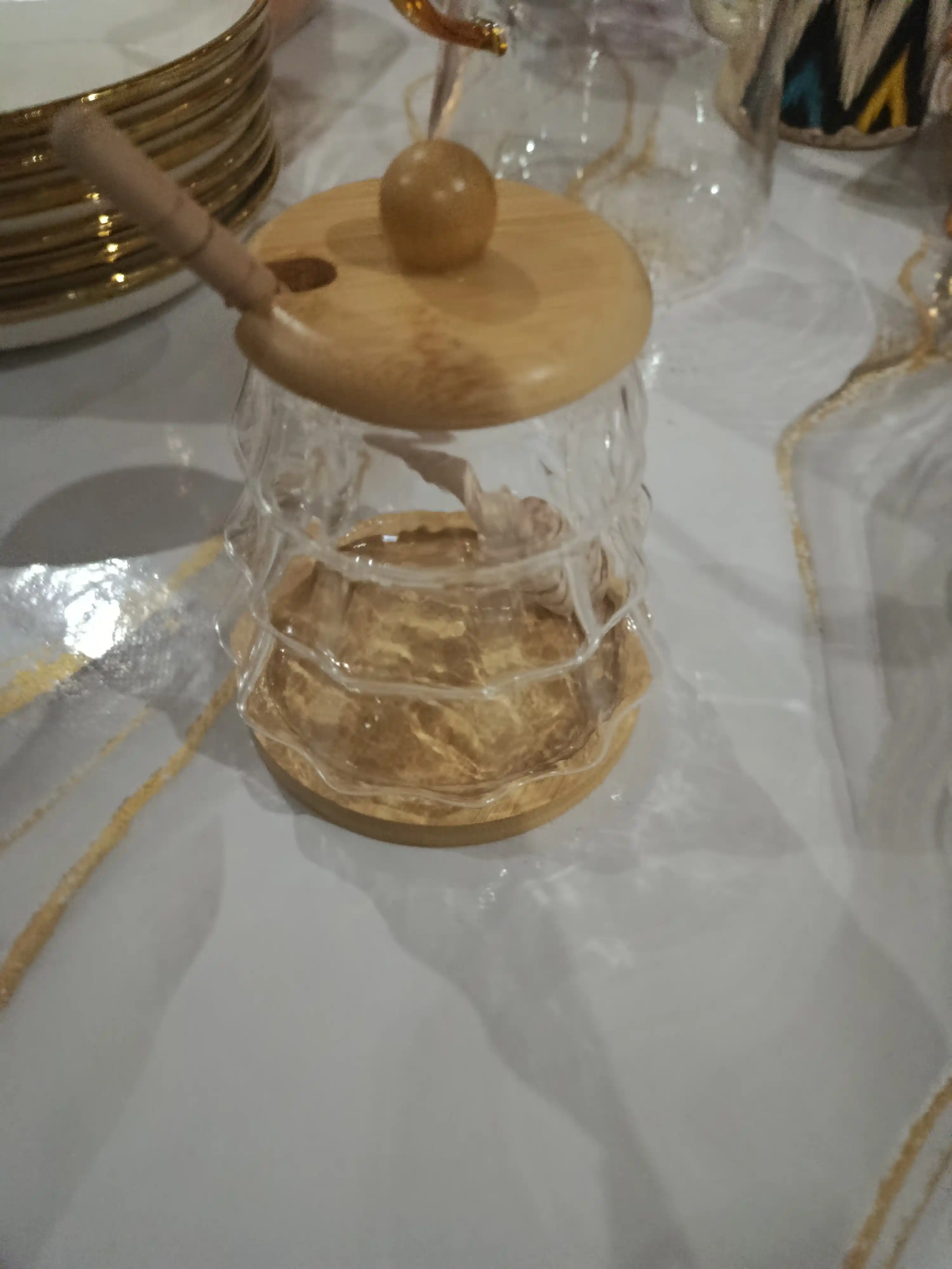 Банка для меда, стеклянная, с ложкой, 500 мл