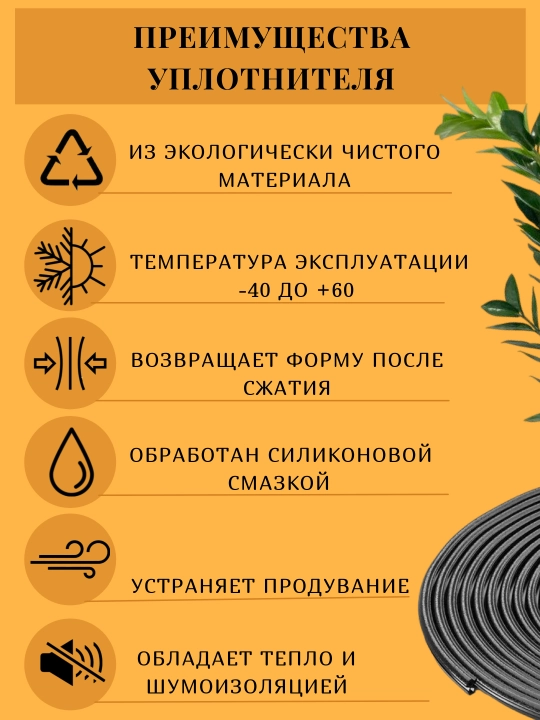 Plastik PVX deraza va eshiklar uchun kran muhri PSP51.07, rezina tasmali muhri