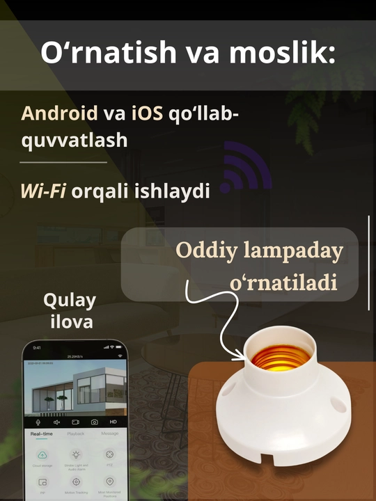 Hikvision, V380, Icsee Wi-Fi 360° kuzatuv kamerasi, video kuzatuv kamerasi, kamera