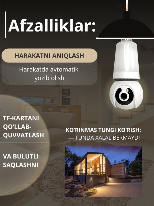 Hikvision, V380, Icsee Wi-Fi 360° kuzatuv kamerasi, video kuzatuv kamerasi, kamera