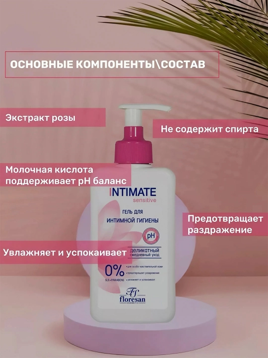 Гель Floresan Intimate sensitive для интимной гигиены, 250 мл