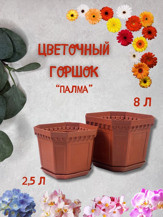 Gultuvak "palma" to'plami, 2,5 l - 5 l - 8 litr