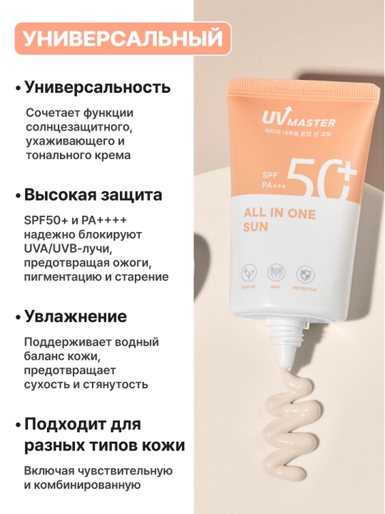 Quyoshdan himoyalovchi Tony Moly UV Master All In One Sun kremi, 50 ml