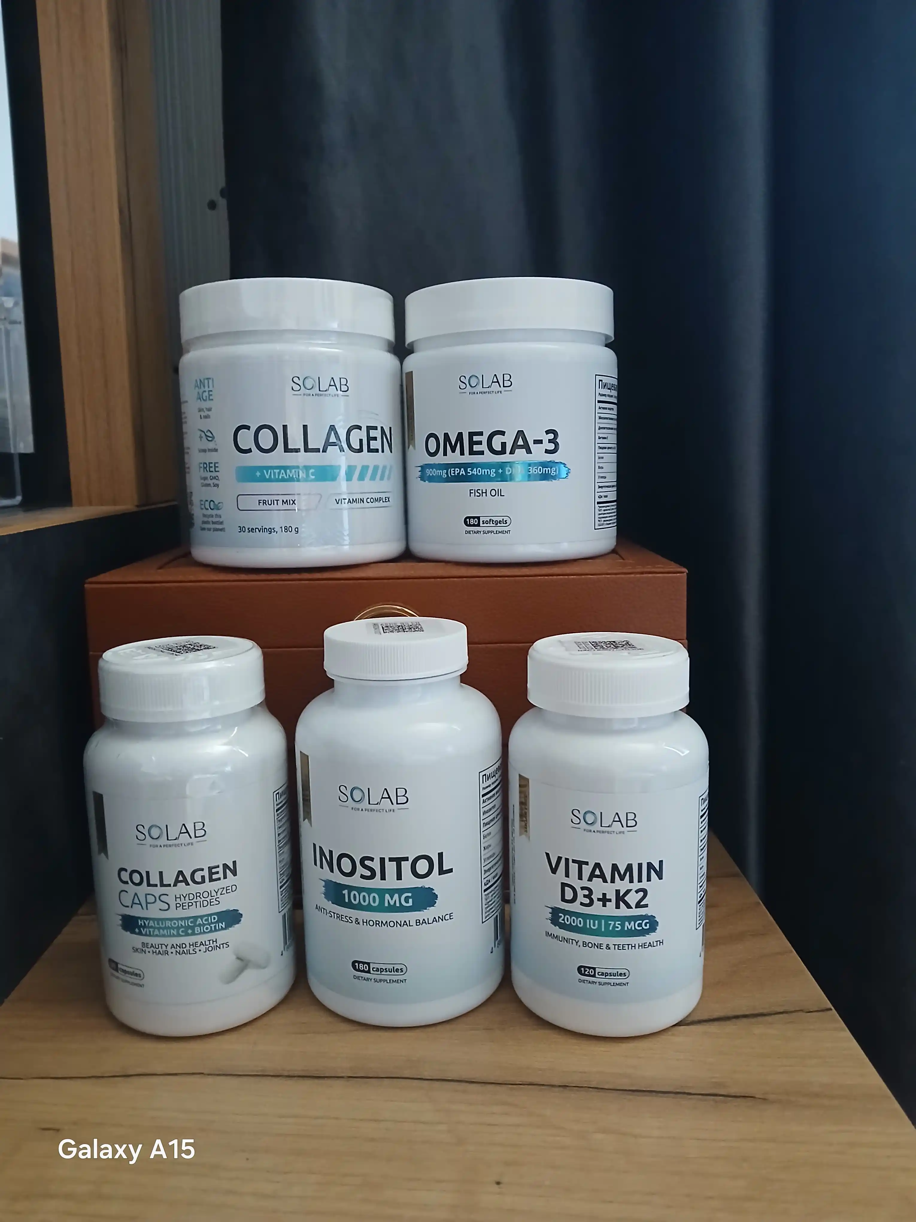 Kollagen kapsulada, SOLAB, C vitamini + Gialuron kislotasi + Biotin bilan, 90 kapsula