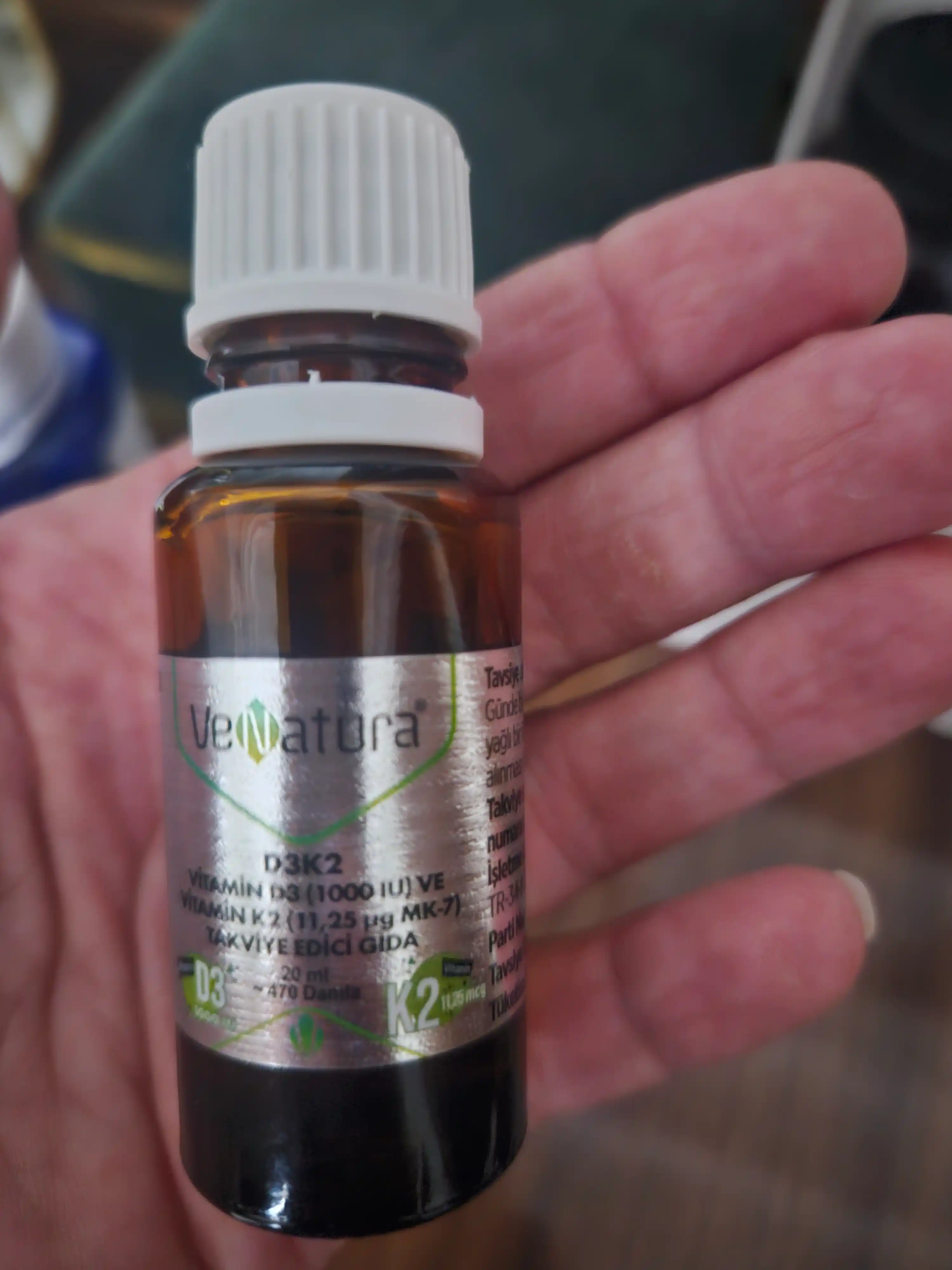 Venatura Vitamin D3 K2 Tomchi 1000 IU, immunitet, suyak, tish va soch muammolari uchun