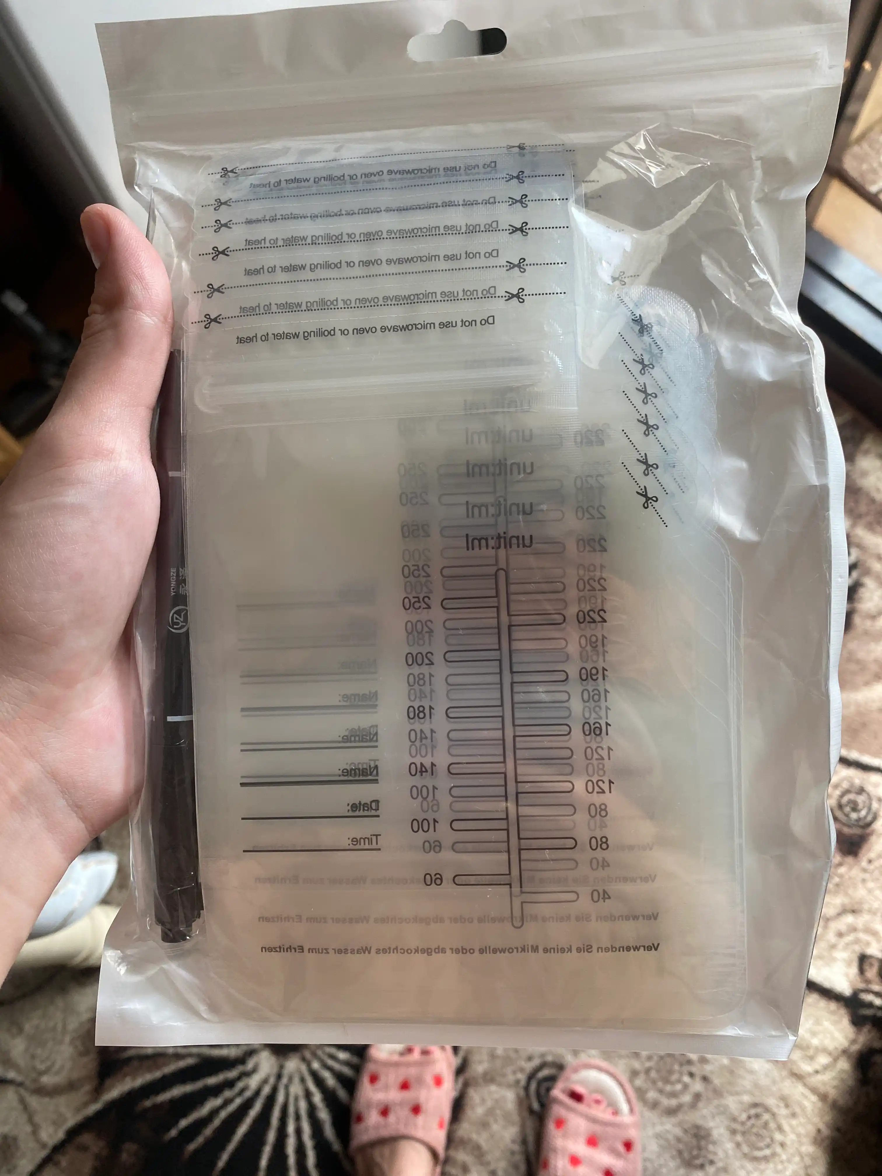 Ona sutini saqlash va muzlatish uchun paketlar, 250 ml, 30 dona