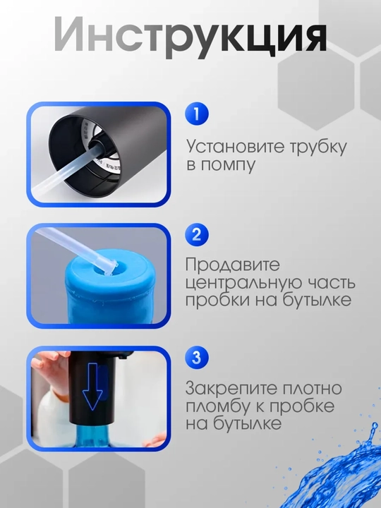 Электрическая помпа-диспенсер для воды, Универсальная для 5/10/18.9 л бутылей