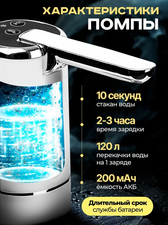 Электрическая помпа-диспенсер для воды, Универсальная для 5/10/18.9 л бутылей