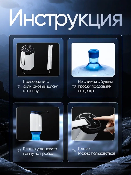 Электрическая помпа-диспенсер для воды, Универсальная для 5/10/18.9 л бутылей
