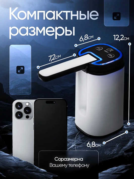 Электрическая помпа-диспенсер для воды, Универсальная для 5/10/18.9 л бутылей