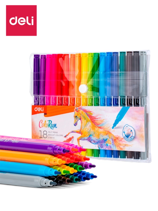 Фломастеры смываемые 18 цв. EC10013 Deli, 10013-EC - 