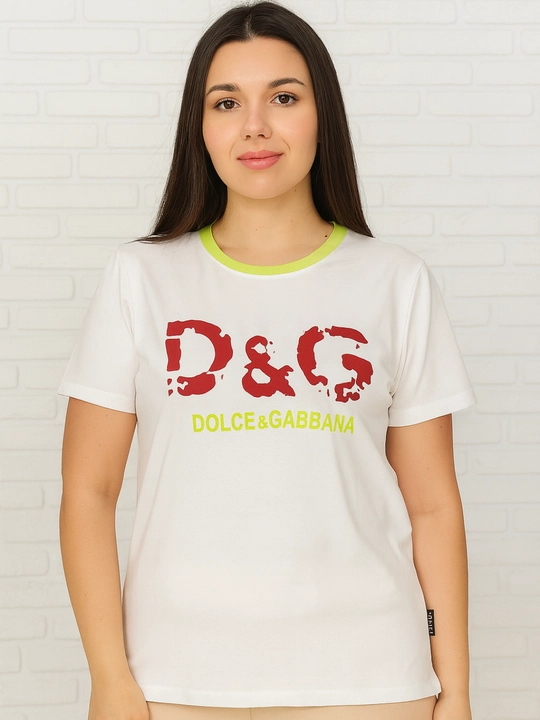 Футболка женская D&G с принтом — белая