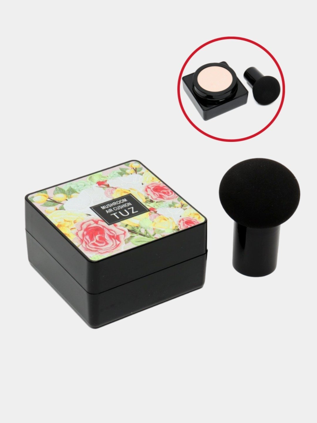Tonal krem kushon BB TUZ Mushroom Air Cushion, yuz uchun kushon pudra, upa, tonalka, 12 g