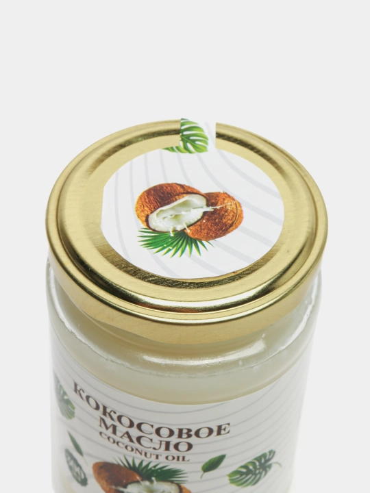 Sovuq siqilgan kokos moyi, 100% tabiiy, ovqatlanish va parvarishlash uchun, 300 ml