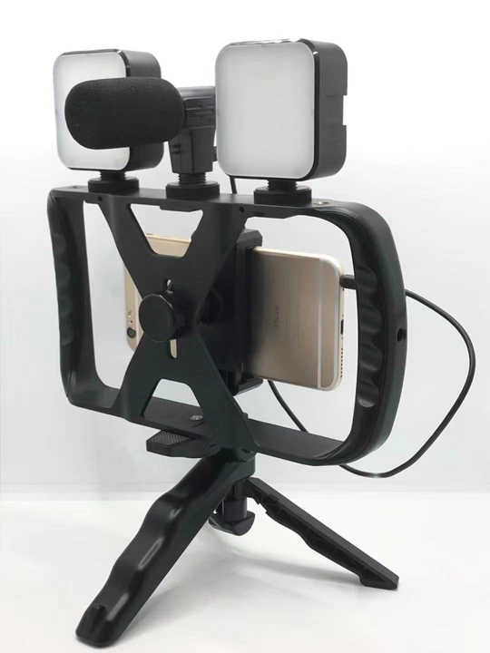 Smartfon tripod to'plami, stabilizator qafasi, 2 ta LED yoritgich, mikrofon - 